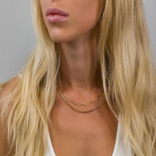 

designer original metal double chain necklace 2021 fashion simple venetian jewelry gifts for girls chains, Silver