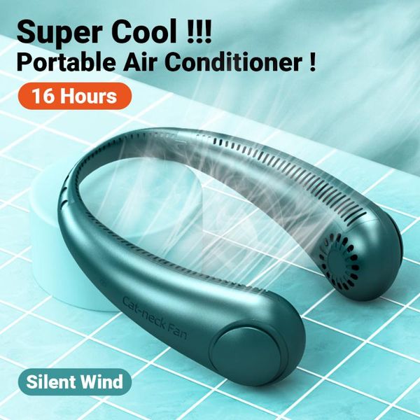 

electric fans airmsen-neck bladeless mini fan, 4000mah, usb rechargeable, quiet, sports, 3 speed, adjustable, portable, home & outdoor
