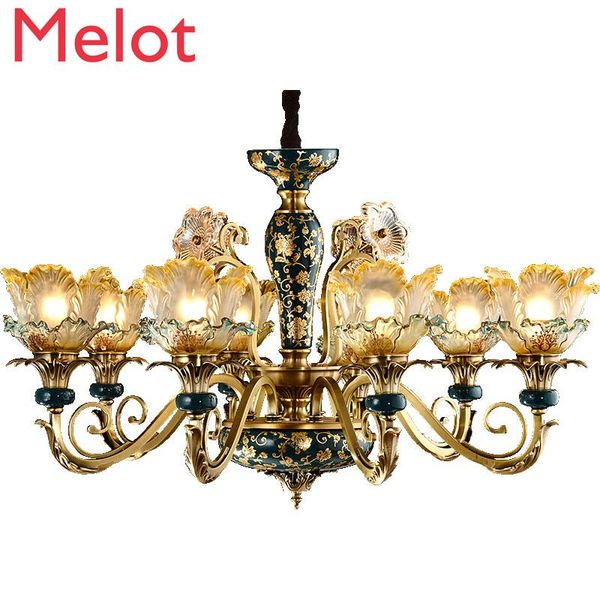 

european-style copper chandelier living room atmosphere luxury american restaurant bedroom light french ceramic lamps delicate wallpapers