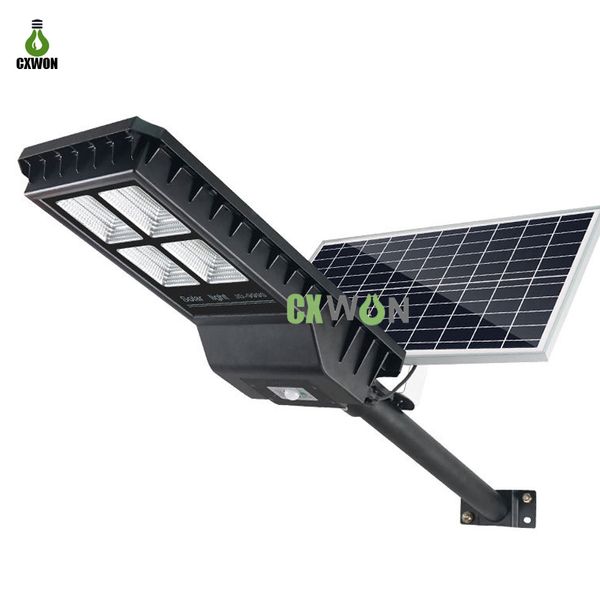 Lâmpadas solares solares de painel duplo 30W 60W 90W Rua Luz IP67 Sensor de movimento de poço de água Luzes LED integrados Integrada iluminação externa com controle remoto