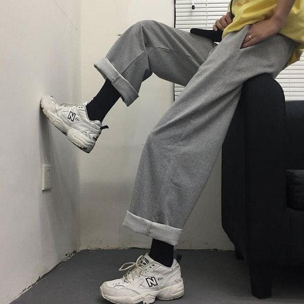 

loose polyester casual hip womens capris hop high straight leg jogger punk trousers dropshipping pockets sweatpants clothes women gothic, Black;white