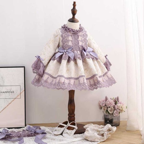 

court style spring baby long sleeve bowknot floral es girl princess clothing kids girls dress + hair band, Blue
