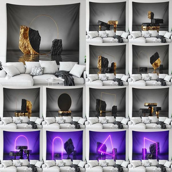 

tapestries gold stone geometric art tapestry wall hanging artist life bedspread beach towel
