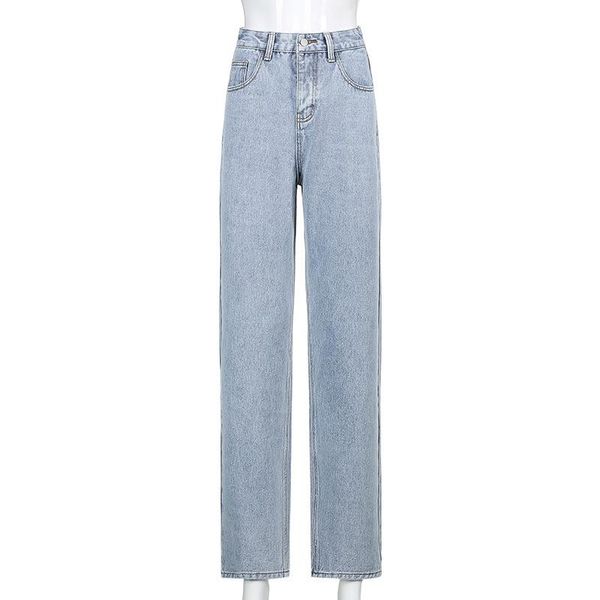 

women's jeans denim pants fashion yk2 style trousers for women print high waist street trend casual slim straight, Blue