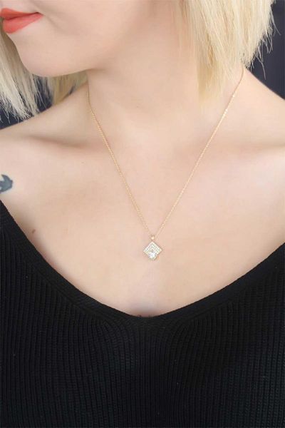 

earrings & necklace stylish design gold zircon stone women, Silver