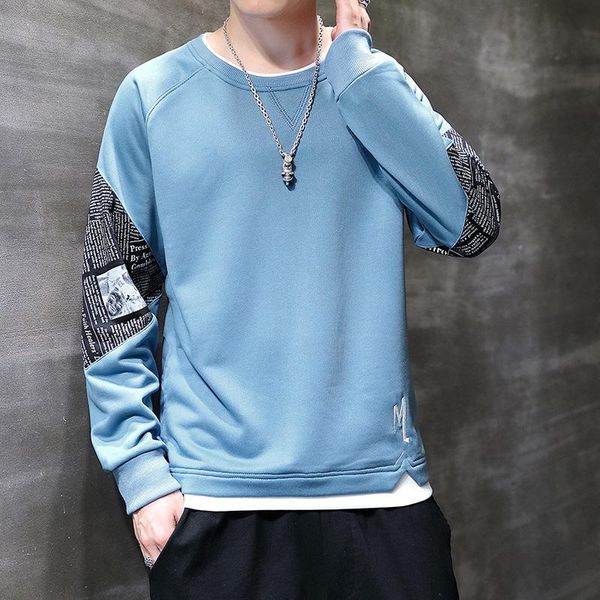 

men's t-shirts zogaa 2021 t-shirt cotton solid color sleeves men long-sleeved round neck with pattern printing fashionable streetwear, White;black