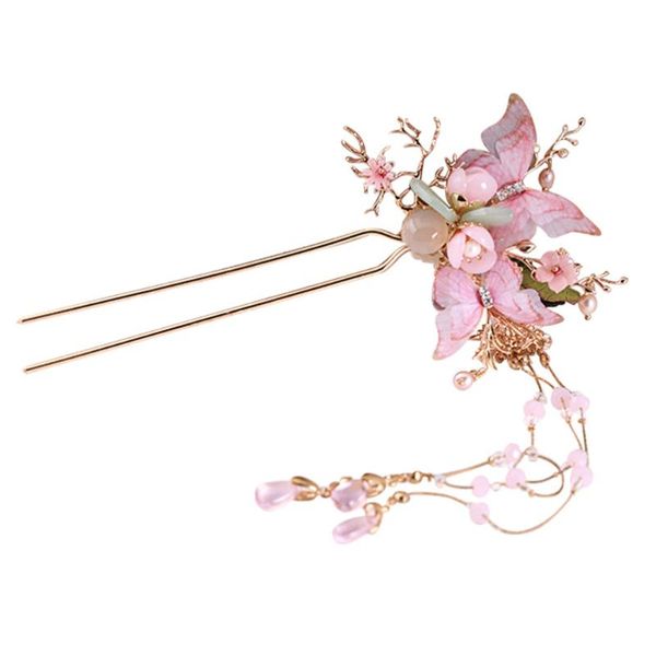 

hair clips 1pc delicate tassel stick elegant flower vintage chopstick (left)