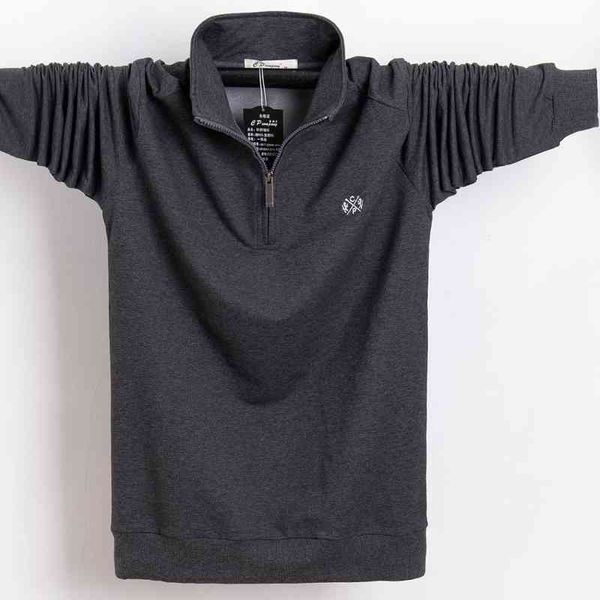 

2021 t shirt men autumn winter long -shirt embroidery design -shirt slim fit loose casual cotton male big size 5xl 6xl, Black
