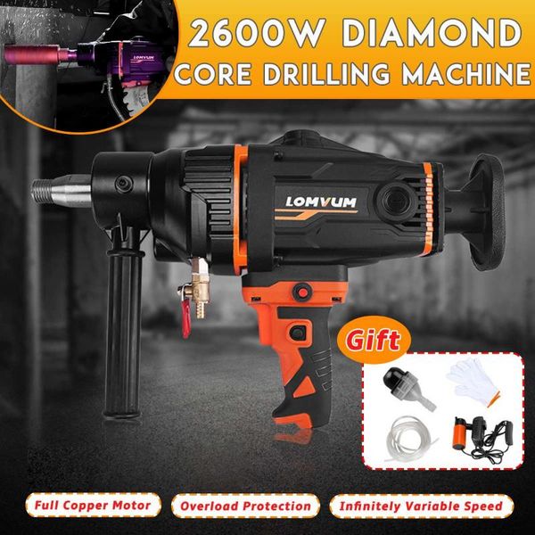 

professiona electric drills 2600w 280mm handheld diamond core concrete drill machine brick stone wet vertical drilling water drilling+water