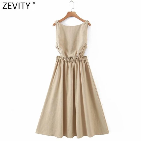 

women fashion solid color pleats elastic backless casual midi dress female chic spaghetti strap summer vestido ds8148 210420, Black;gray