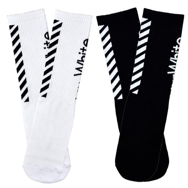 

2pack hip hop off streetwear white crew socks men skateboard street style harajuku skater sport socket drop men's, Black