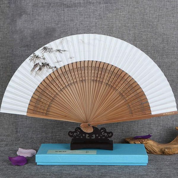 

small retro xuan paper fan classical women foldable hand painting landscape abanicos para boda other home decor