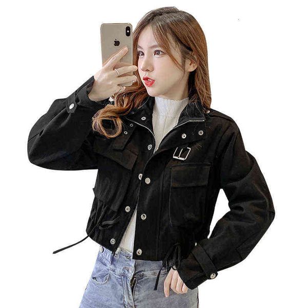 

2021 autumn fashion korean locomotive clothes short market casual coat thin et women, Black;brown