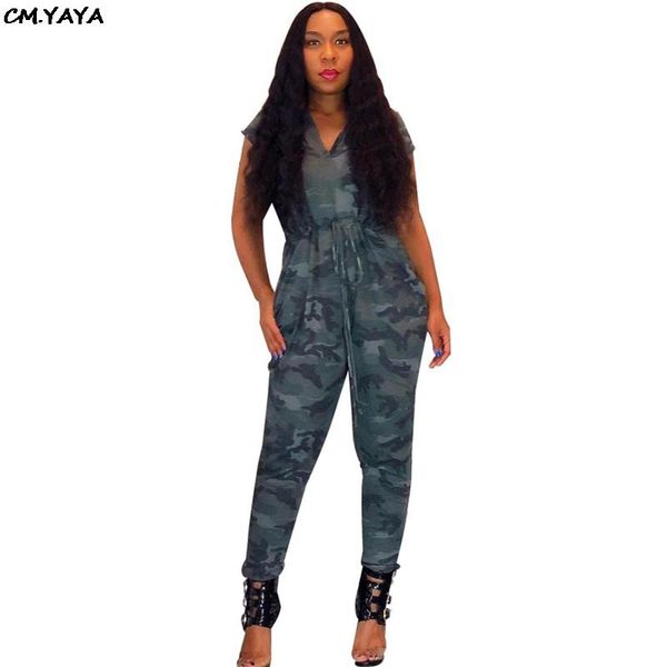 

women's jumpsuits & rompers women short sleeve hooded camouflage pencil long leggings jumpsuit fashion active wear romper playsuits glh, Black;white