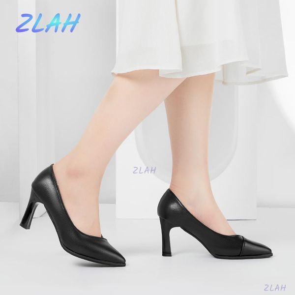 

dress shoes women's high heels zlah pointed toe stiletto basic office ladies all-match women pumps, Black