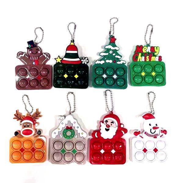 Natal macio plástico chaveiros dos desenhos animados Santa Claus Snowman Elk Silicone Silicone Keychain Pingente presentes festivos