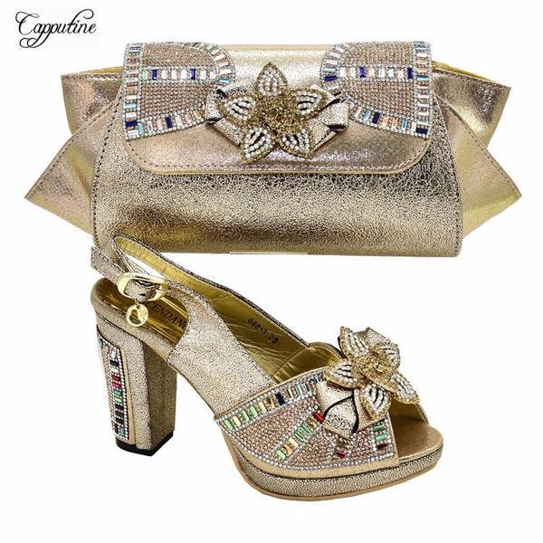 

dress shoes latest champange color african high heel sandal matching with handbag set for lady 888-1 height 10cm 4color, Black