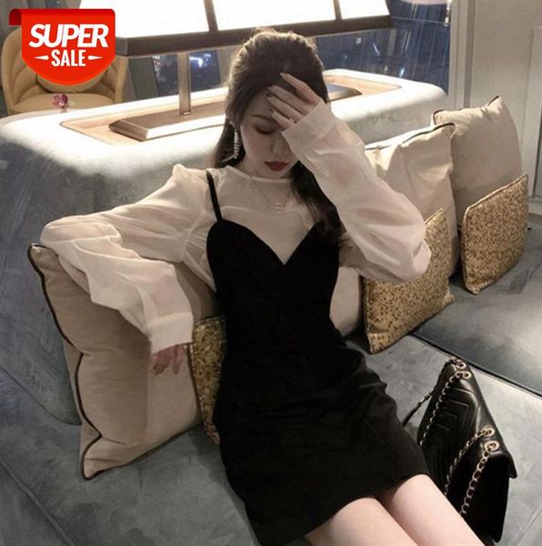 

women's clothing two-piece suit of cold style value skirt xiaoxiangfeng hyuna suspender dress #bo6m, Black;gray