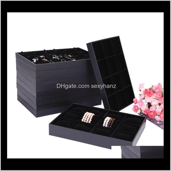 

packaging & drop delivery 2021 black veet wood display jewelry box ring tray necklace bracelet holder 10 style for option jvhr7