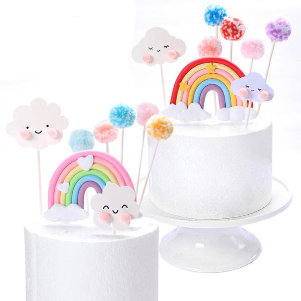 

other festive & party supplies heart rainbow cloud cake ers pompom decor for wedding birthday baby shower cakes