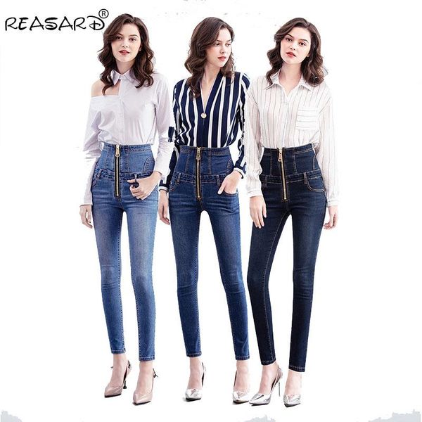 

autumn 2021 skinny jeans woman with high waist front zipper pants boyfriend for women female plus size 3xl trousers men's, Blue