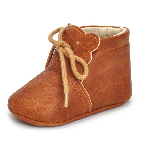 

first walkers 2021 autumn 0-18m toddler baby boy girl cute bear lace-up brown leather shoes soft sole infant spring prewalker