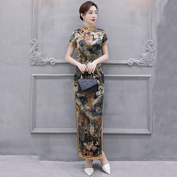

ethnic clothing 3xl 4xl qipao chinese style traditional costume c`heongsam cheongsam women's robe vintage long wedding evening party dr, Red