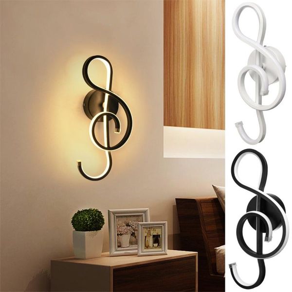 

music clef shape led wall lamp 22w bedroom beside light home living room decoration indoor lighting ac 110-220v 2 colors