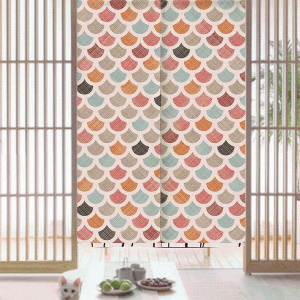 

curtain & drapes japanese fish-scale pattern door geometric kithchen doorway feng shui decorative noren