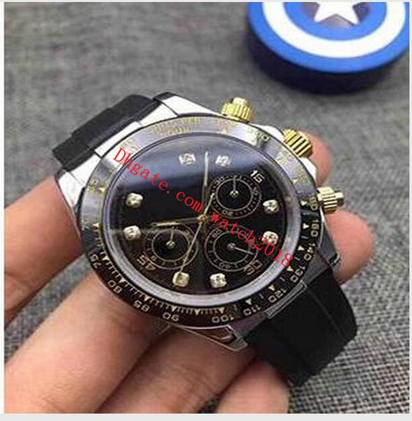 

mens luxury watches 40mm 116518 116519 automatic movement ceramics bezel mechanical watch steel rubber band original box, Slivery;brown
