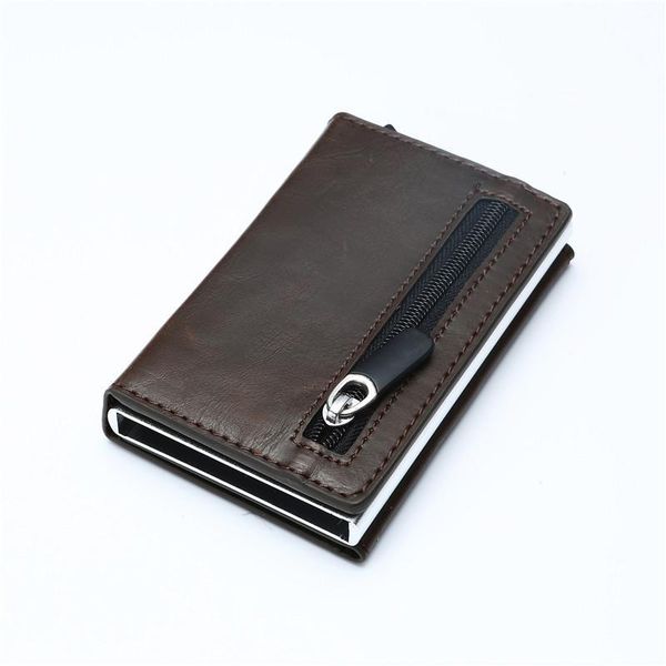 

holder aluminum box card rfid pu leather up case magnet carbon fiber coin purse wallets, Red;black