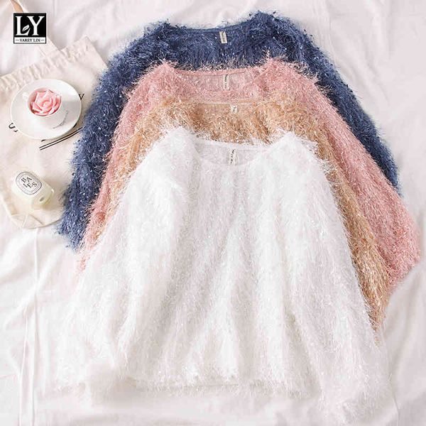 

polo autumn winter korean style o neck long sleeve tassel solid pullover sweet casual ladies white sweater