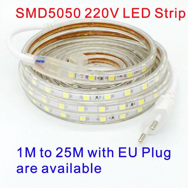 

strip lights european standard power plug waterproof 25m 15m 10m 9m 5m 4m 3m tiras 220v for garden kitchen strips led