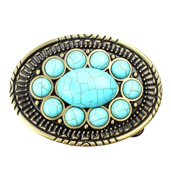 

belts cowboy belt buckle bronze alloy turquoise metal oval, Black;brown