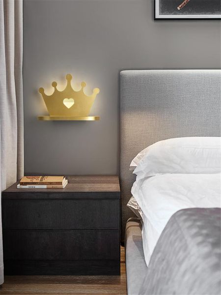 

nordic modern led line crown wall lamps living room bedroom children's warm rack sconces lights decorative lighting lamp