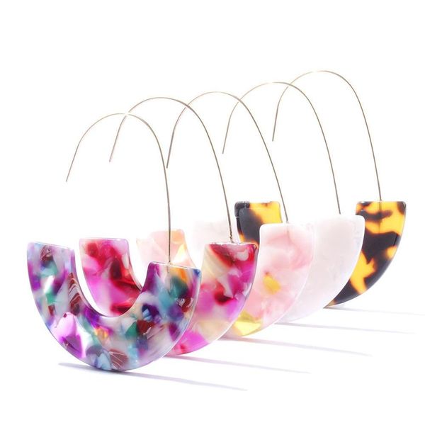 

Fashion Leopard Brand Design Acrylic Earrings Acetate Tortoise Shell Semicircle Dangle Earrings Big Hook Resin Drop Earring For Women Vxq3N, Silver