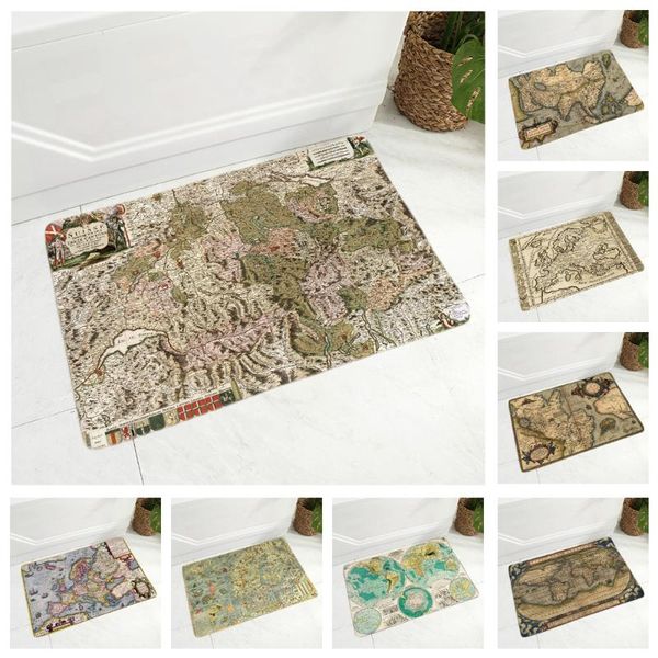 

cushion/decorative pillow medieval map mat nautical chart doormat floor for bedroom non-slip decor children's room super soft flannel c