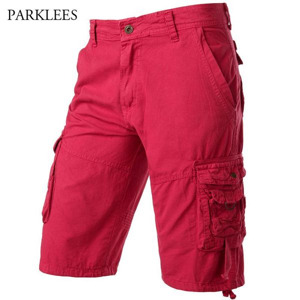 

summer knee length cargo shorts men casual relaxed fit mens short pants cotton comfortable multi-pocket bermuda masculina 29-38 men's, White;black