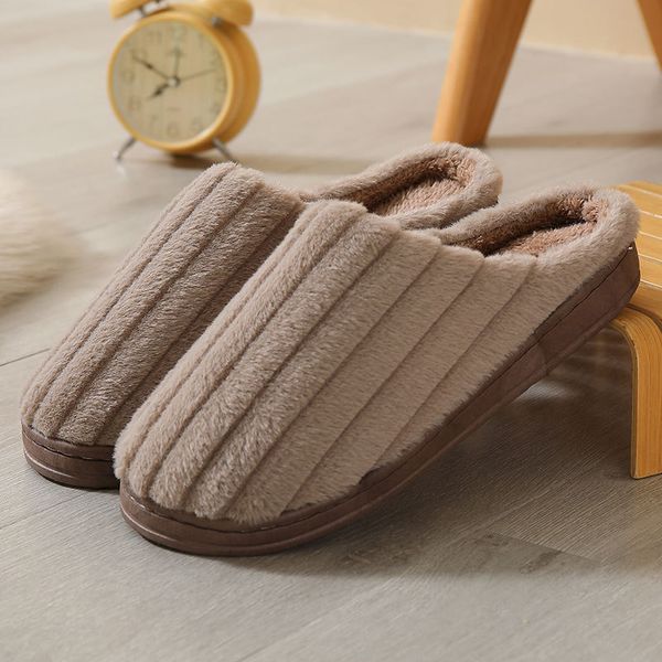 

home slippers women cotton winter warm plush slippers indoor soft bedroom stripes ladies slides indoor floor fur slipper, Black