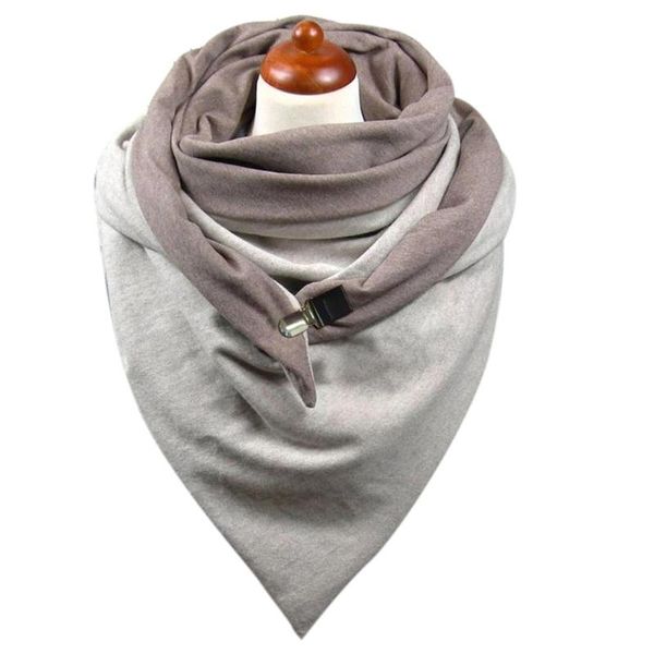 

winter solid color triangle scarf with button thicken warm shawl wrap blanket a0nf scarves, Blue;gray