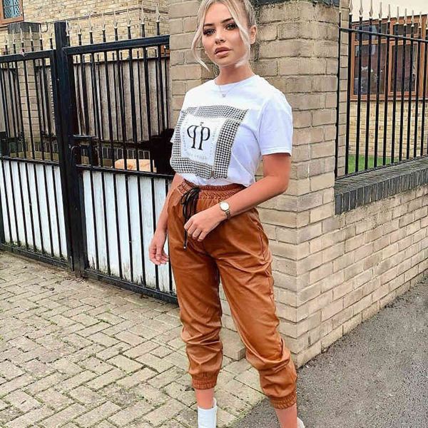 

fahion stretchy pu leather women long high waist pencil trousers elastic ankle part casual club locomotive girls pants cool, Black;white
