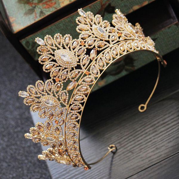 

hair clips & barrettes baroque bride big crown tiara jewelry band wedding dress accessories c1fe, Golden;silver