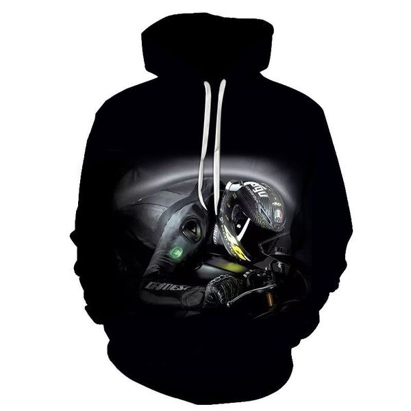 

new style violent motorcycle racer digital printing 3d sweater, Black