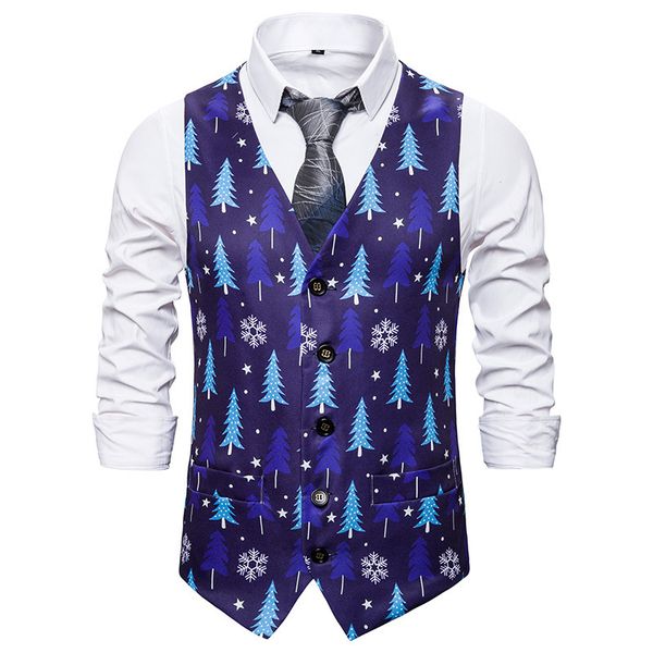 

fashion vest men's christmas year 3d tree print, Black;white