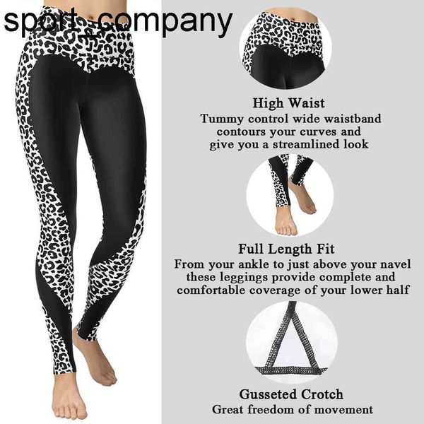 Leggings da donna Collant sexy Leggings Snow Leopard Abbigliamento da palestra 2021 Leggings per fitness Pantaloni sportivi a cuore nero