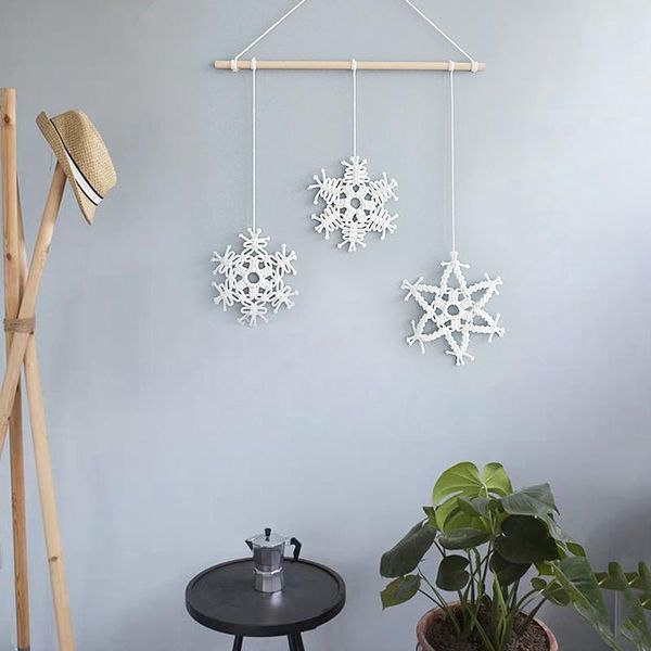 

tapestries nordic style christmas snowflake decorations hand woven tapestry living room porch wall hanging