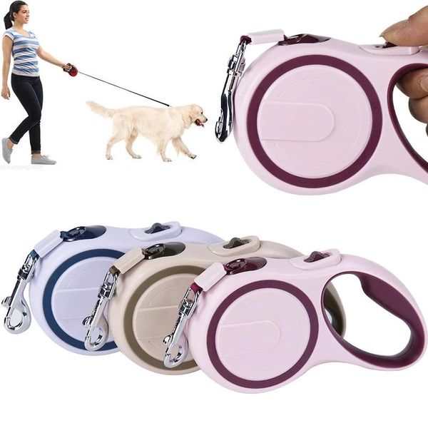 

dog collars & leashes 3/5/8m automatic extending straps retractable leads durable nylon pet leash rope reflective outdoor walking accessorie