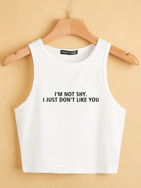 

slogan graphic crop tank e0ln#, White