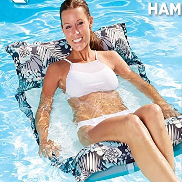 

life vest & buoy 2021 summer color printing folding inflatable floating bed backrest drainage chair recliner swimming rings