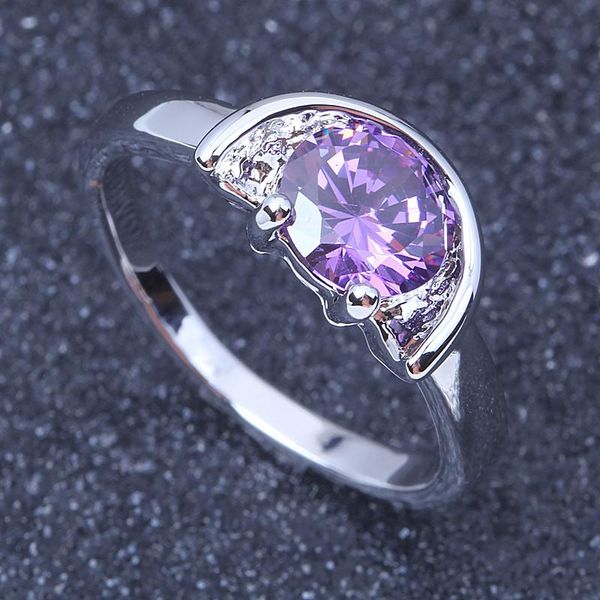 

wedding rings fashion trend jewelry simple purple & white crystal bridal ring j223, Slivery;golden